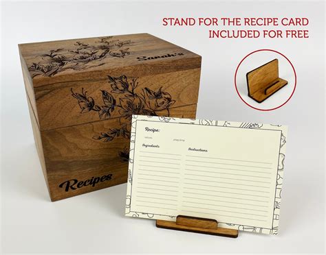 metal recipe box and cards|wooden recipe boxes.